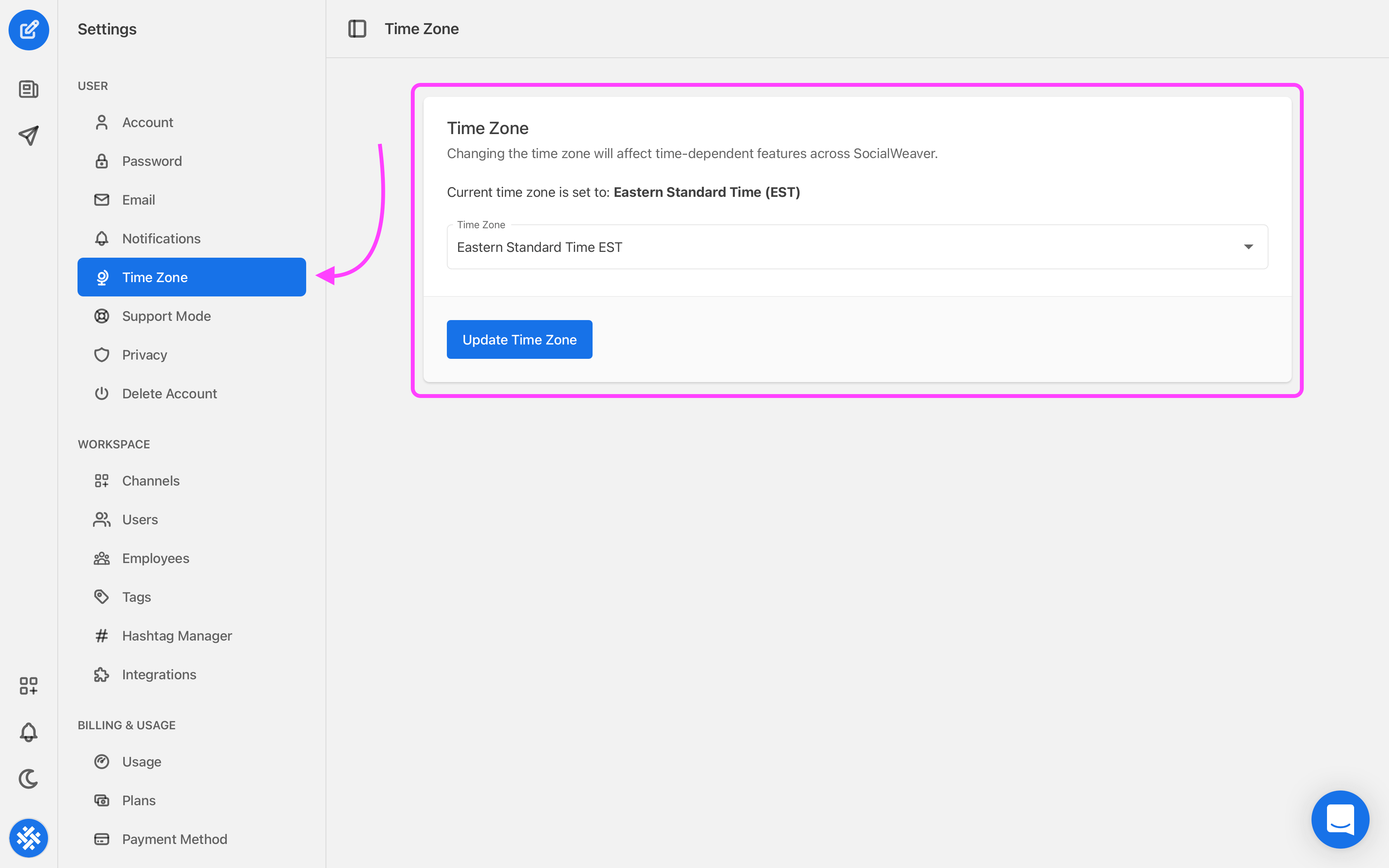 How to update your time zone settings